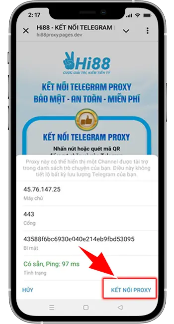 Bước 2: Chọn "KẾT NỐI PROXY"